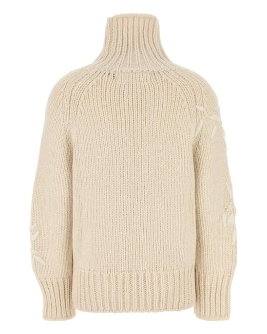 Ermanno Scervino Natural Embroidered Alpaca-Blend Jumper