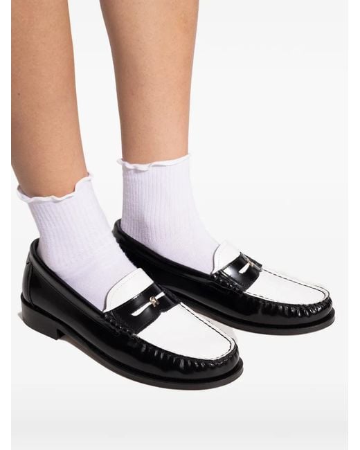 Furla Black Colourblock Leather Loafers
