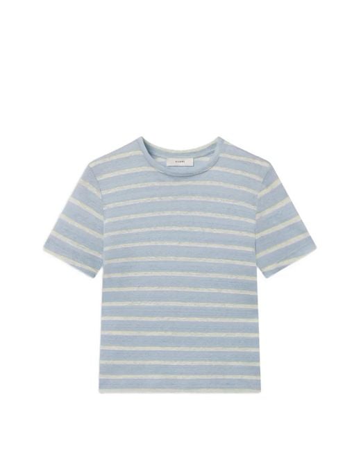 FRAME Blue Striped Linen T-Shirt