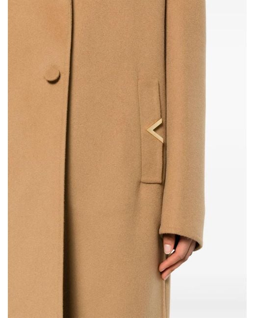 Manteau Feutré À Détail Vlogo Valentino Garavani en coloris Natural