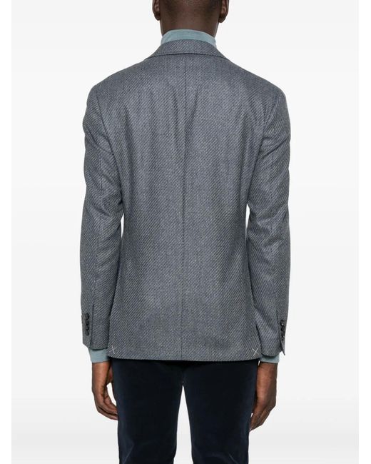 Canali Blue Textured Wool Blazer for men