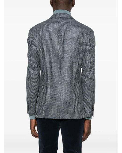 Canali Blue Textured Wool Blazer for men