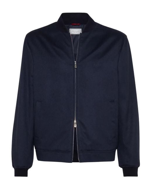 メンズ Brunello Cucinelli カシミア ボンバージャケット Blue
