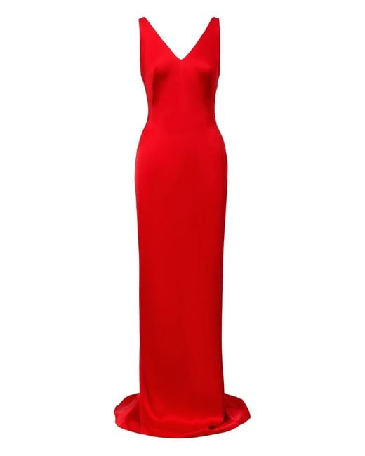 Il Volo Red Lavina V-Neck Maxi Dress