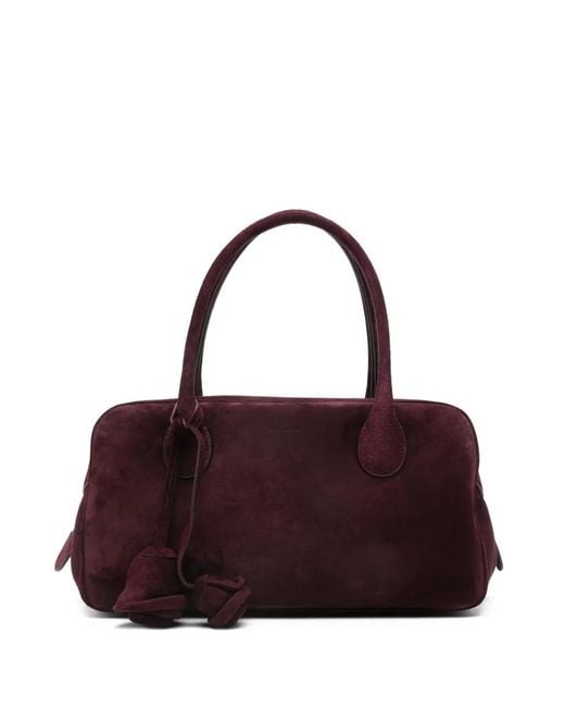 Magda Butrym Purple Brigitte Flower-Charm Suede Tote Bag