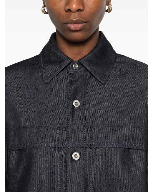 Jil Sander Blue Button Flap-Pocket Shirt