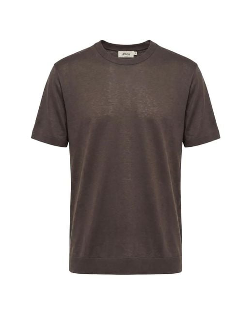 Altea Gray Crew-Neck Linen T-Shirt for men