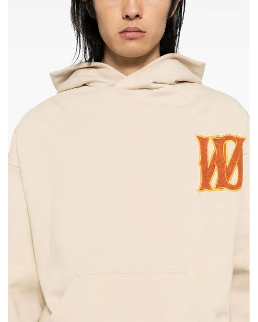 we11done Natural Logo-Patch Hoodie for men