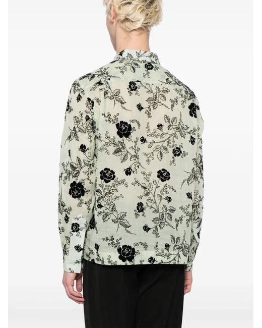 Bode Green Sweetunia-Print Flocked Shirt for men