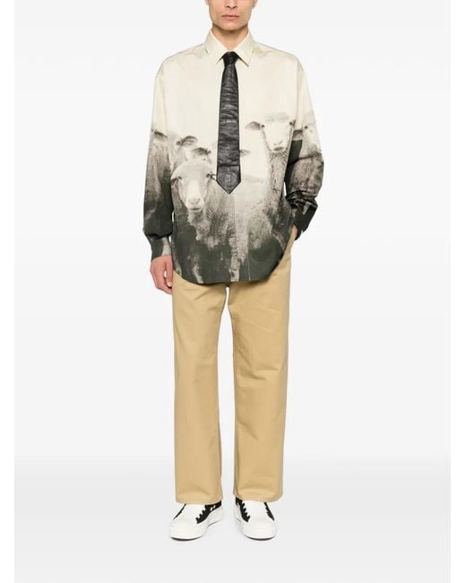 Moschino Natural Print-Detail Long-Sleeve Shirt for men