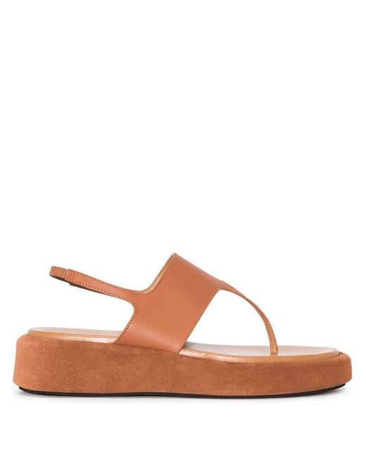 Atp Atelier Leather Flatform Thong Sandals in Brown | Lyst