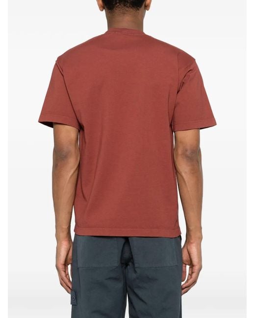 Stone Island Red Compass-Patch T-Shirt for men