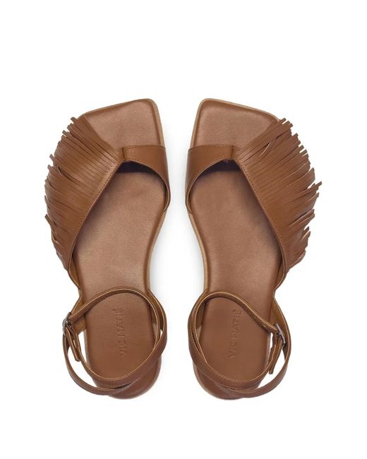 Vic Matié Brown Fringed Flat Sandals