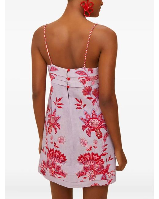 Farm Rio Red Rope Strap Floral Garden Mini Dress