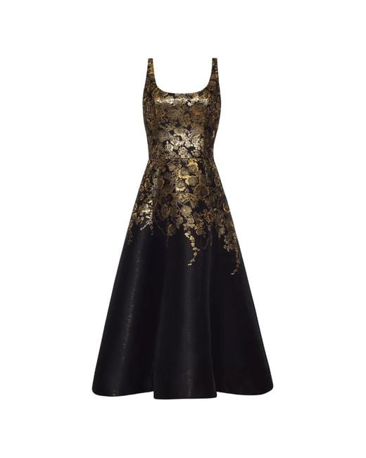 Adam Lippes Black Robe Mi-Longue Veda À Fleurs En Jacquard