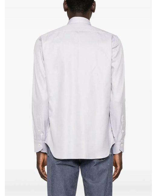 Canali White Geometric-Pattern Shirt for men