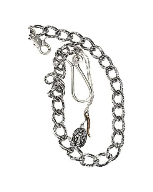 D'Amico White Charm-Detail Chain Keychain for men