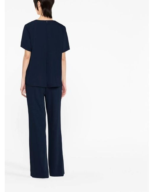 P.A.R.O.S.H. Blue Short-Sleeved Cady Blouse