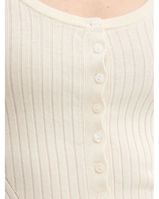 Herskind Natural Ribbed Buttoned Top