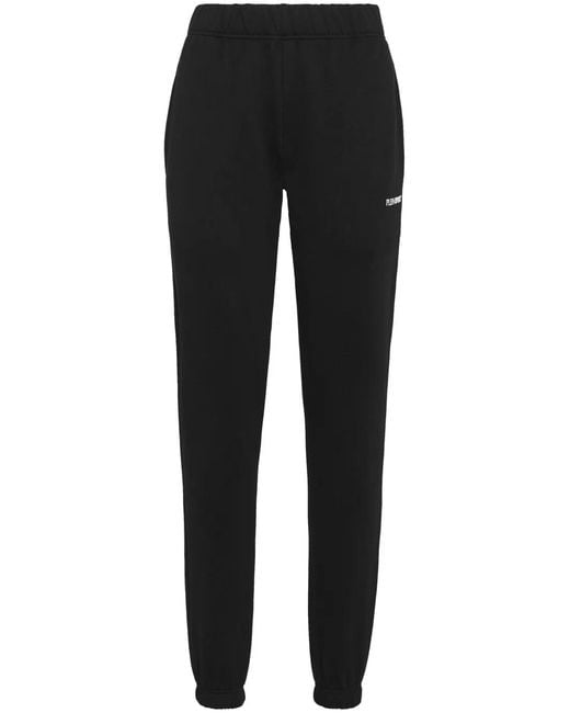 Philipp Plein Black Logo-Print Skinny Track Pants