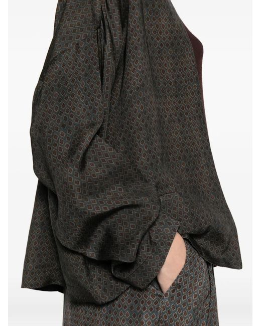 Uma Wang Brown Klarke Geometric-Pattern Jacket