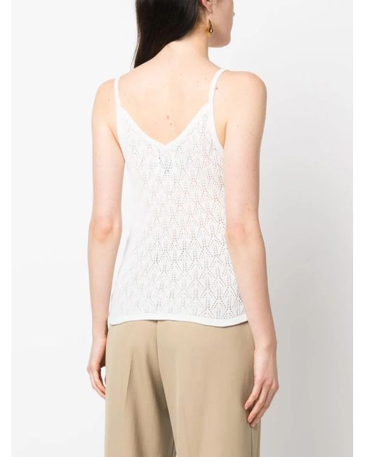 Barrie White Spaghetti-Strap Cashmere Top