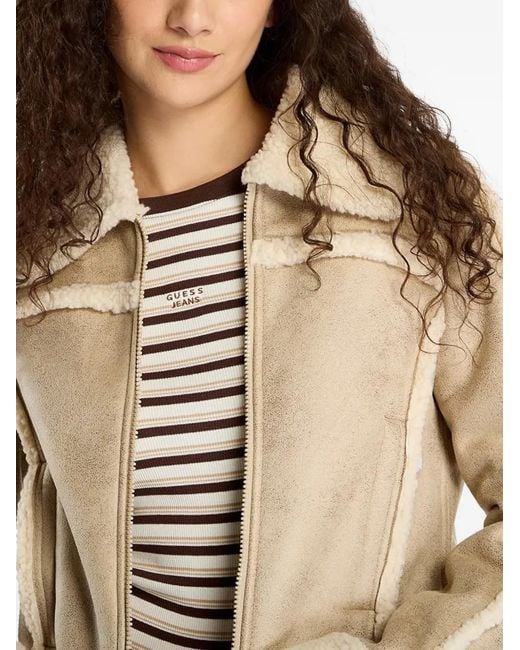Guess Blue Faux-Shearling Trim Jacket