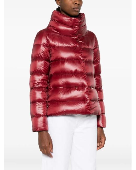 Herno Red Quilted High-Neck Padded Jacket