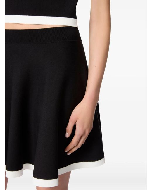 Nina Ricci Black Skater Trimmed-Knit Mini Skirt