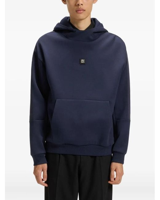 HUGO Blue Logo-patch Hoodie for men