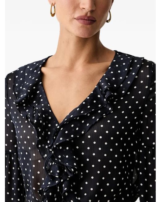 Guess Black Blouse Volantée À Pois