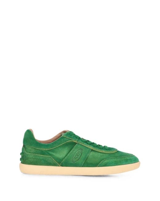 Tod's Green Gommino-Detail Suede Sneakers for men