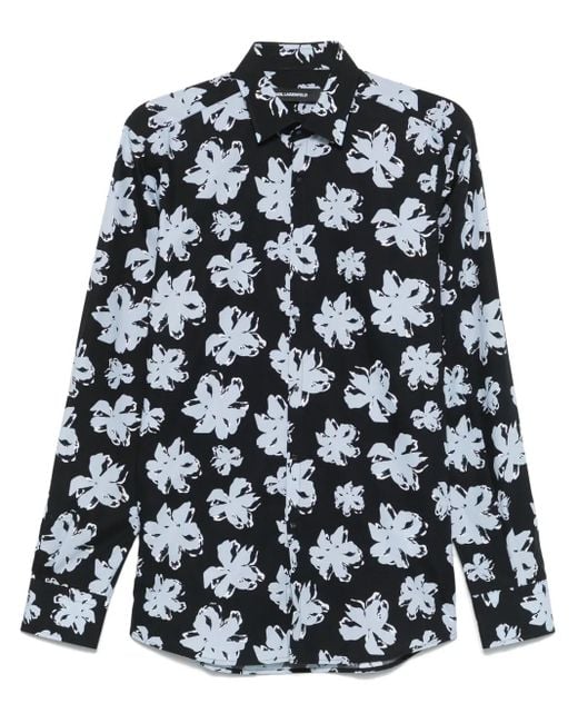 メンズ Karl Lagerfeld フローラル シャツ Black