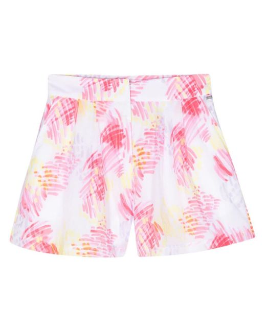 Armani Exchange Pink Abstract-print Pleated Shorts