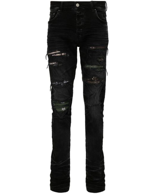 Amiri Trasher Gerafelde Skinny Jeans in het Black voor heren