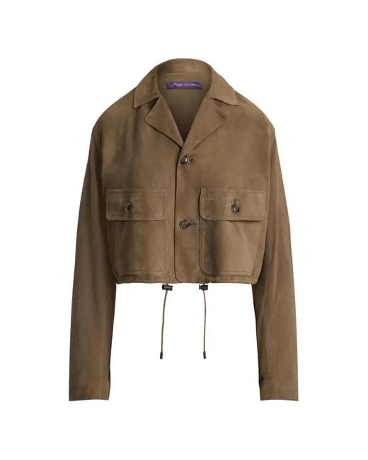 Ralph Lauren Brown Cropped Lamb-Suede Jacket