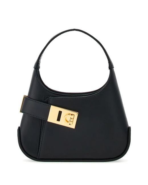 Ferragamo Black Gancini Mini Hobo Bags