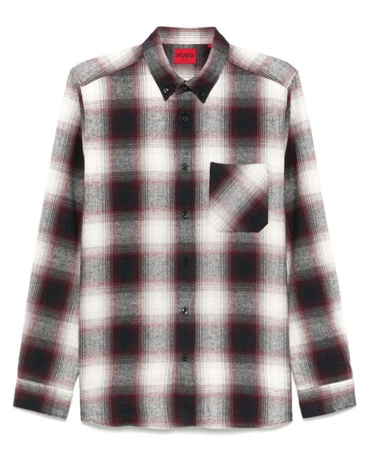 HUGO Red Checked Cotton Shirt for men