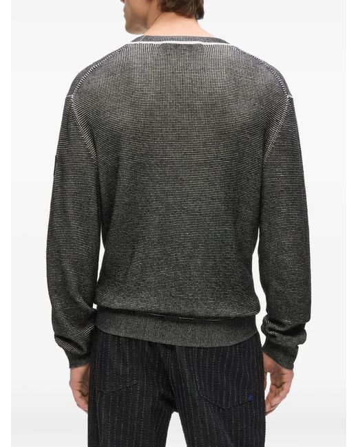 Karl Lagerfeld Gray Logo-Patch Waffle-Knit Sweater for men