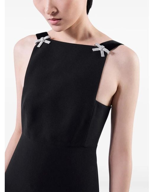 Prada Black Embroidered Cady Mini Dress