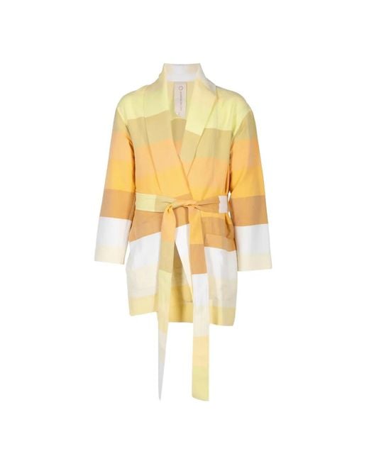 Marrakshi Life Yellow Stripe-Pattern Belted Jacket