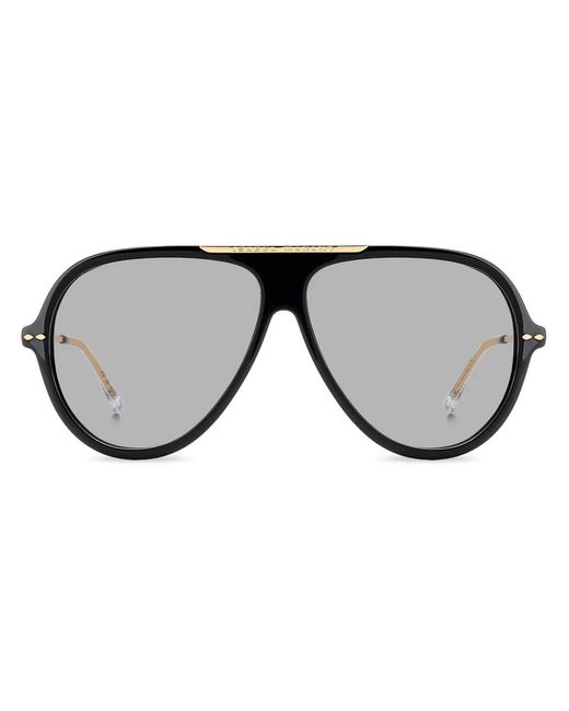 Isabel Marant Gray Logo-Engraved Navigator-Frame Sunglasses
