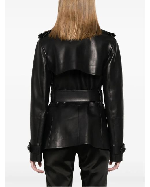 Burberry Black Schwarzes Kalb Leder Frauen 's Jacke