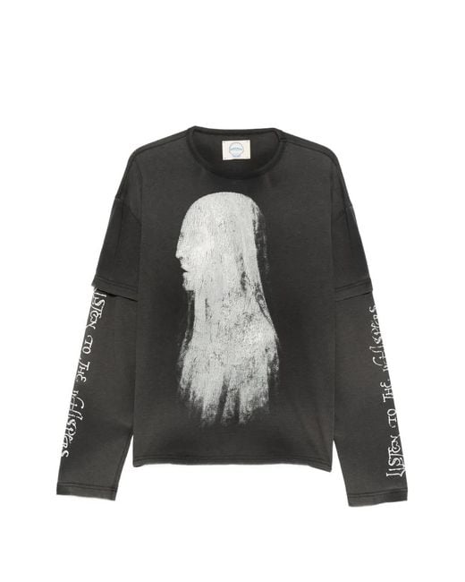 ERCOLE STUDIO Black Graphic-Print Long-Sleeve T-Shirt for men