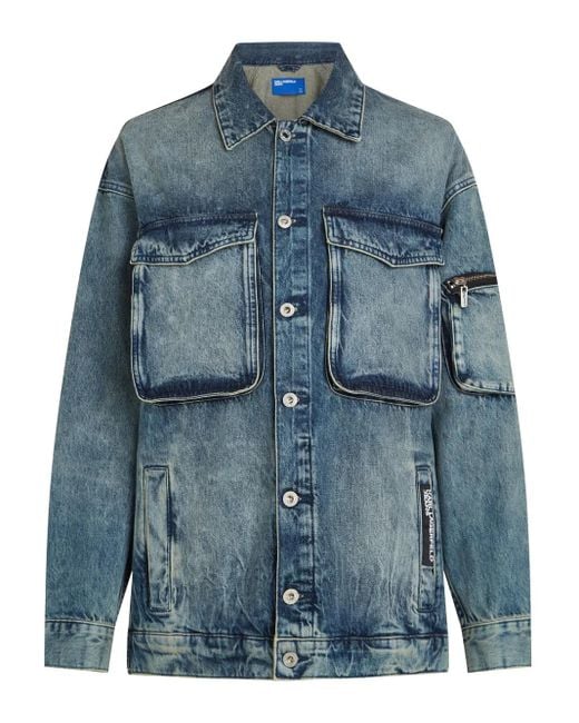 Veste Boutonnée À Col Contrastant Karl Lagerfeld en coloris Blue