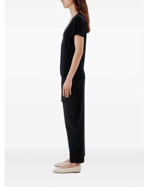 Another Tomorrow Black V-Neck T-Shirt