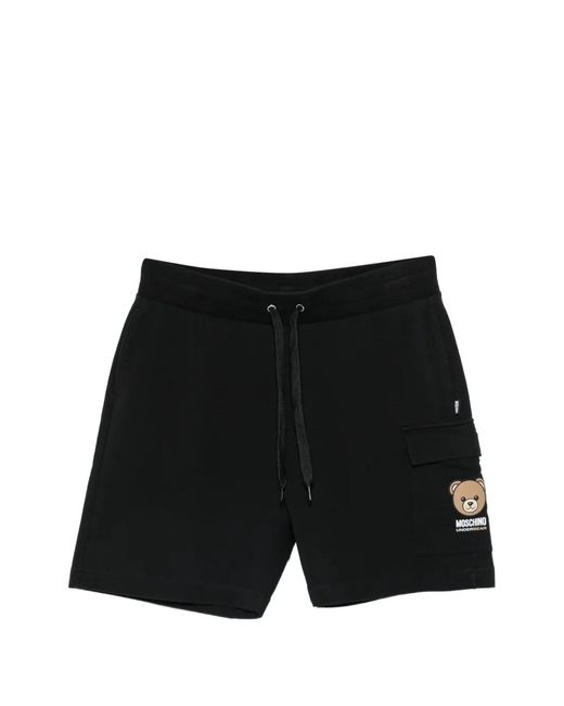 Moschino Black Logo-Print Track Short for men