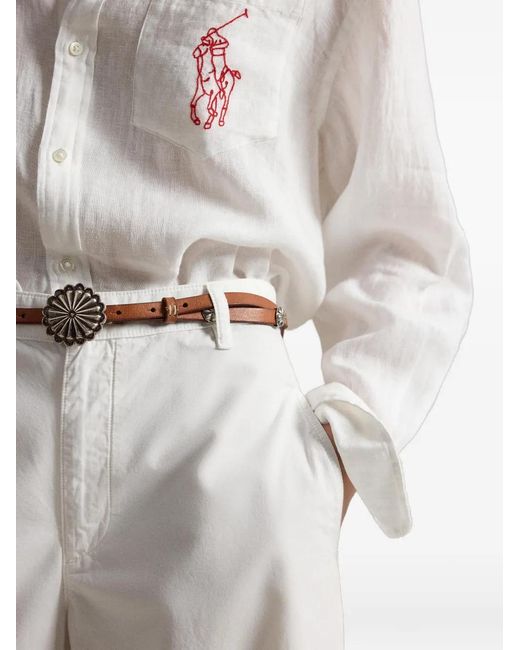 Polo Ralph Lauren White Relaxed Wide-Leg Trousers