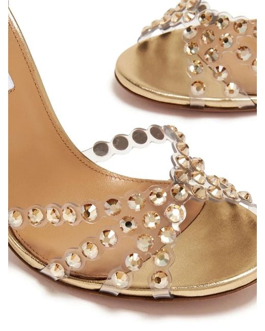 Aquazzura Metallic Tequila Crystal Embellished Sandals