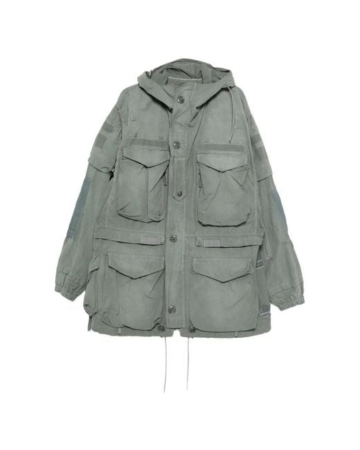 Maison Margiela Gray Hooded Multi-Pocket Coat for men
